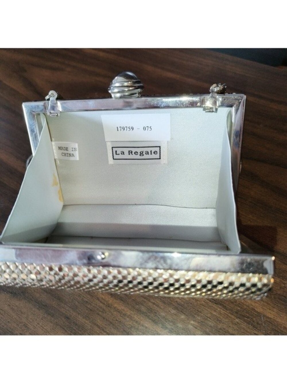 Vintage La Regale Chain Mail Metal Mesh Evening Crossbody Bag Clutch Gold/Silver - Picture 7 of 8